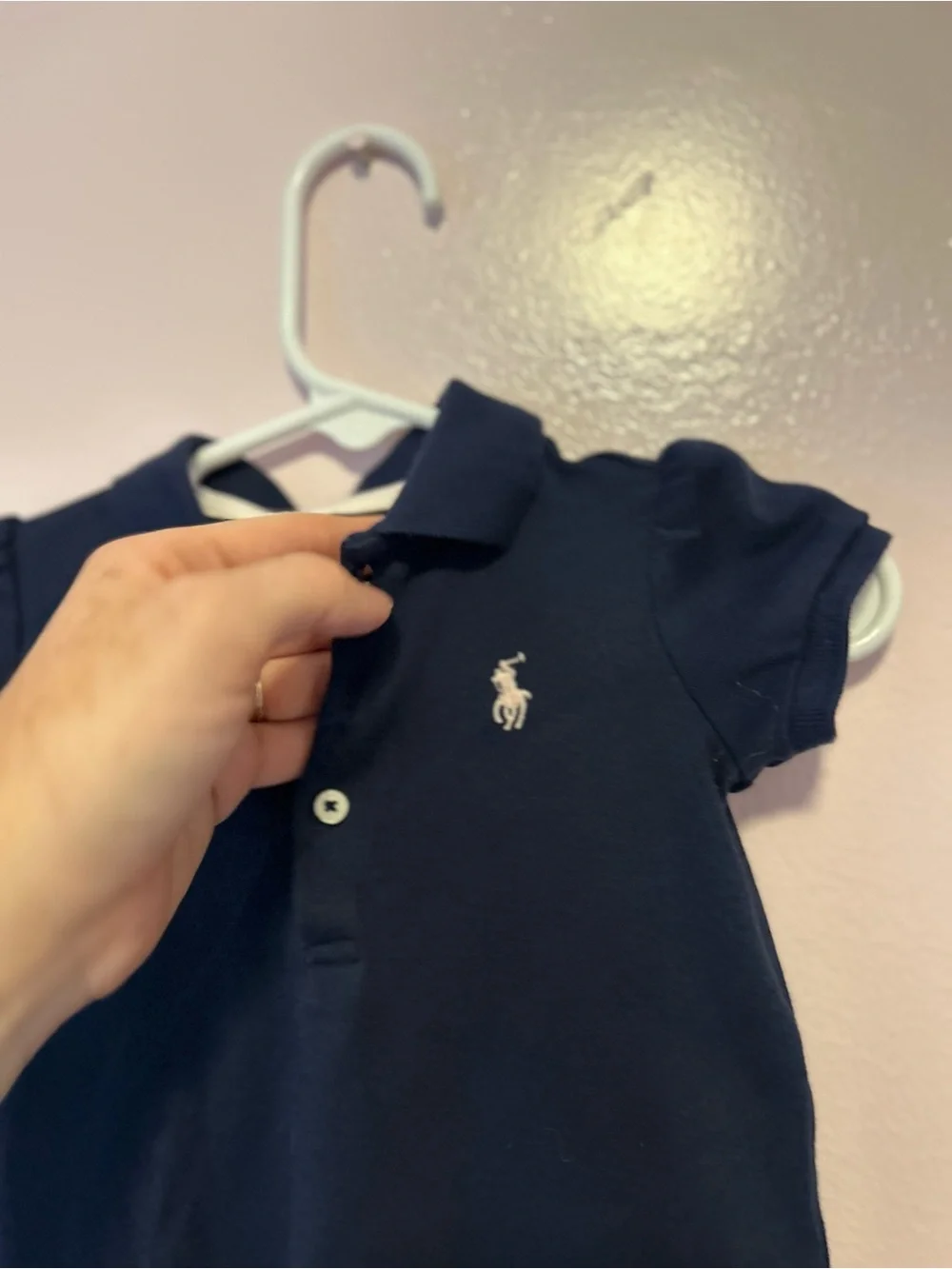 Ralph Lauren Navy Ruffle Hem Polo Dress Sz 6 Mo